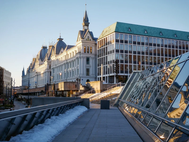 Historic and modern buildings in central Oslo
